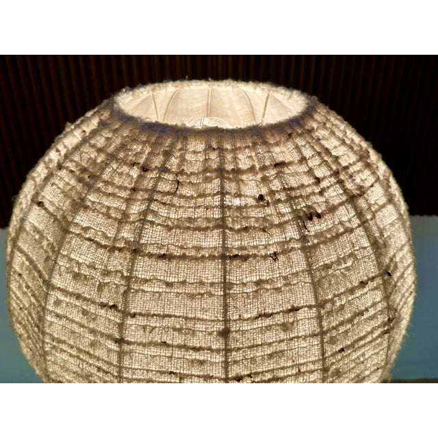 Beige Large Height Adjustable Teak Floor Lamp with Brass Details & Woolen Lampshade from Temde Leuchten, 1960s For Sale - Image 8 of 18