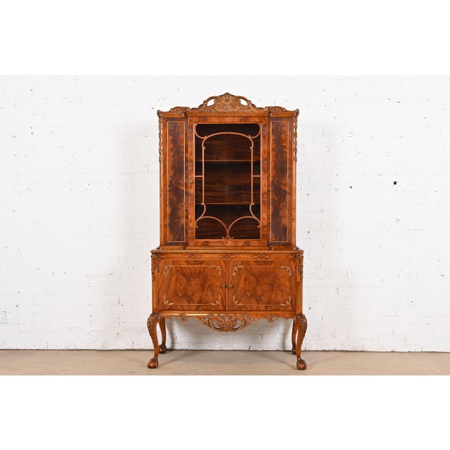 Romweber Chippendale Flame Mahogany Breakfront Bookcase Cabinet, Circa 1920s For Sale - Image 12 of 12