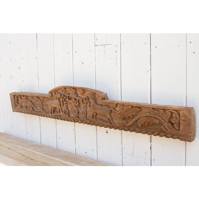 Brown Antique Krishna Teak Architectural Panel For Sale - Image 8 of 10