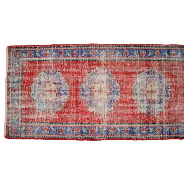 Textile Distressed Oushak Runner Rug - Faded Colors Hallway 3' X 10'6″ For Sale - Image 7 of 15
