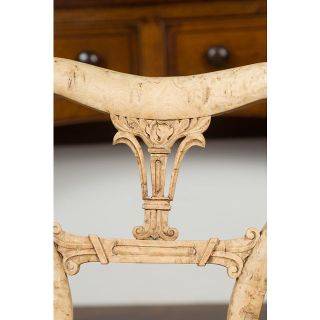 Austrian 1840s Biedermeier Bleached Burled Walnut Swivel Chair with Upholstery For Sale - Image 10 of 12