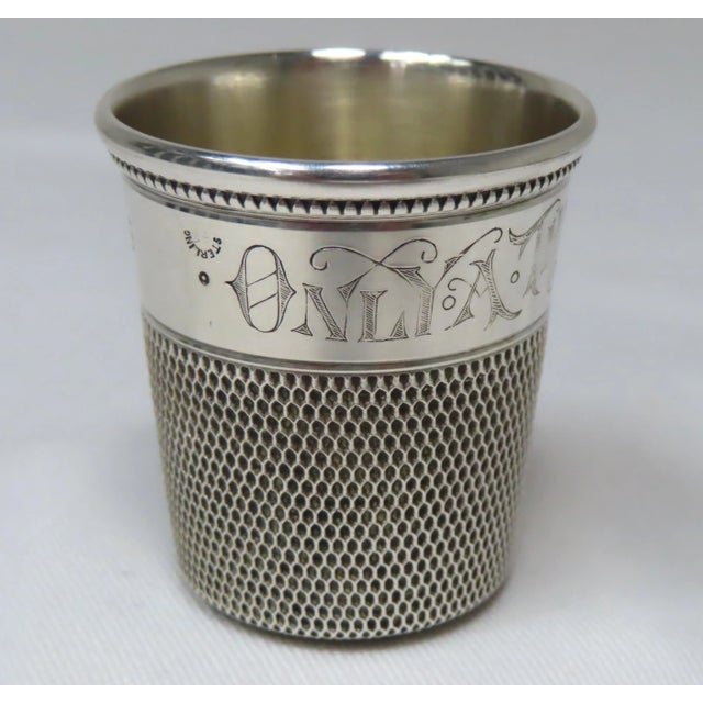 Antique Sterling Silver "Only a Thimble Full" Motto Giant Sewing Thimble Shot Glass For Sale - Image 13 of 13