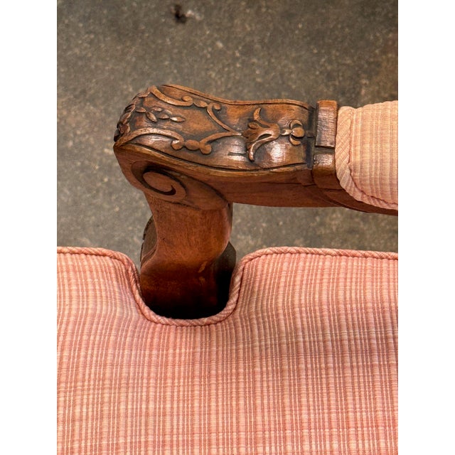 19th Century Pair of Carved French Walnut Armchairs With Caned Backs For Sale - Image 12 of 16