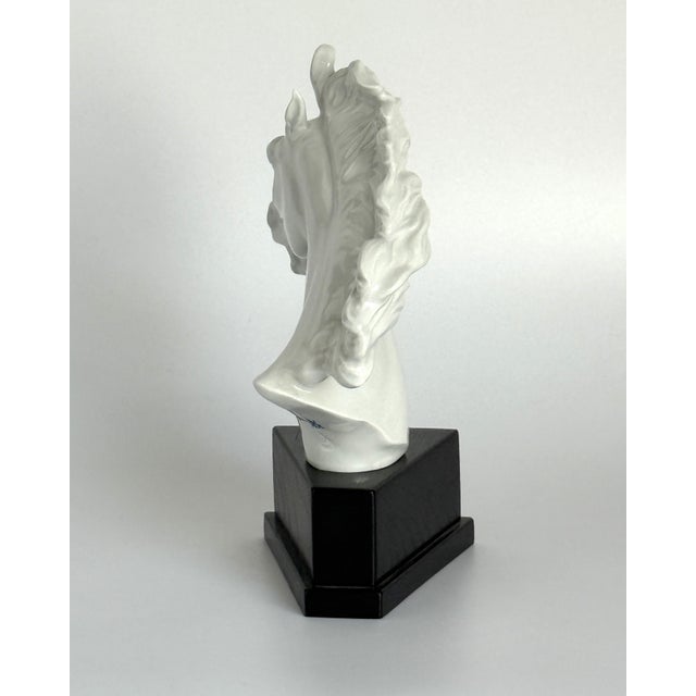 Wood Horse Head Bust in Oak & Porcelain by Erich Oehme for Meissen, 1949 For Sale - Image 7 of 8
