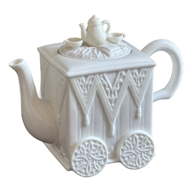 Vintage Lenox Tea Cart Porcelain Teapot For Sale