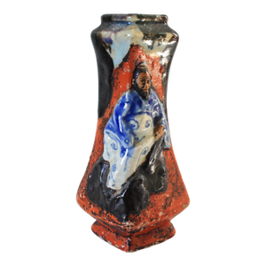 Vintage Japanese Sumida Gawa Figural Pottery Vase