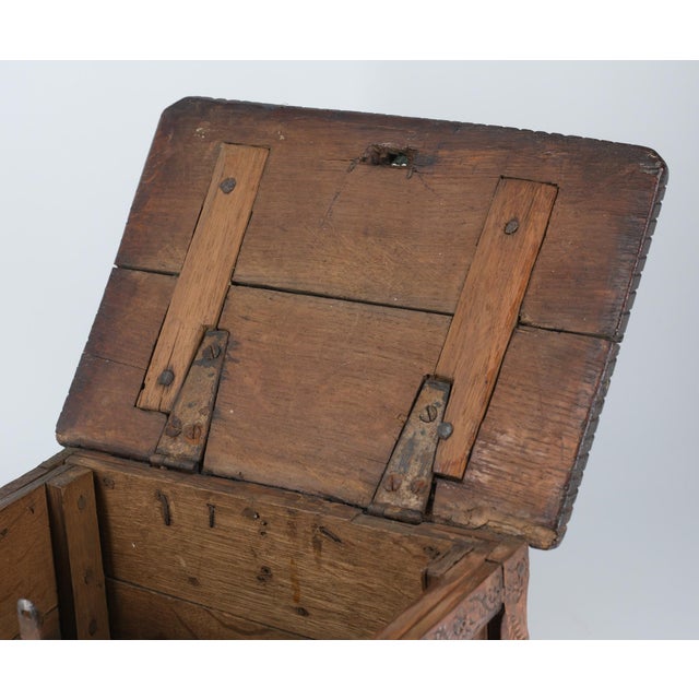 Antique Scandinavian Folk Art Carved Oak Table Chest For Sale - Image 11 of 15