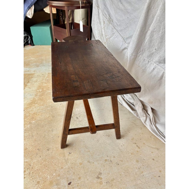 Wood Early 20th Century French Walnut Bread Cutting Board Side Table For Sale - Image 7 of 12