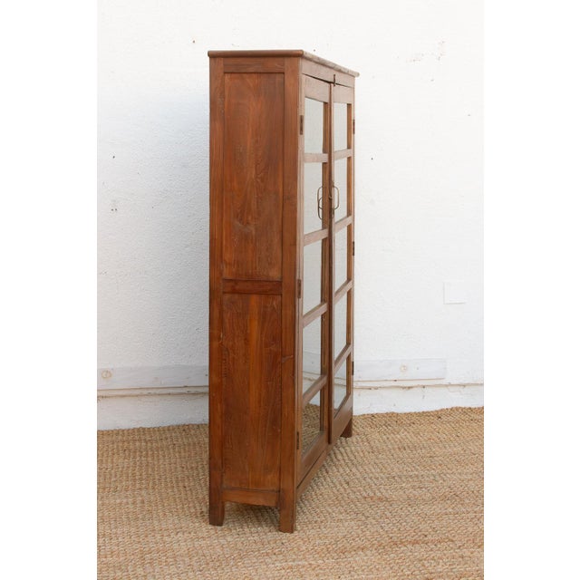 Antique Colonial Veranda Teak Glass Cabinet For Sale - Image 4 of 7