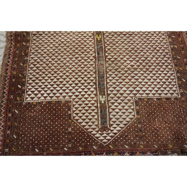 Late 19th Century 1890s Ivory Ground Antique Ersari Beshir Turkmenistan Knotted Islamic Prayer Rug For Sale - Image 5 of 9