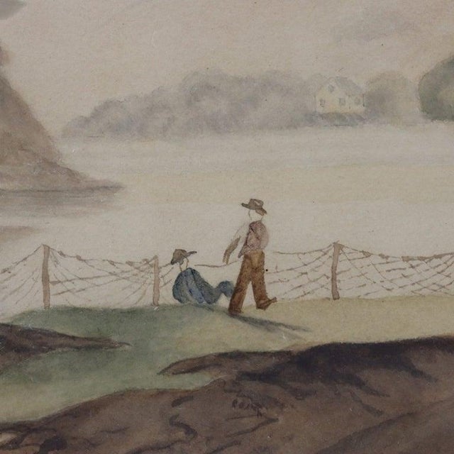 Realism Antique Watercolor on Paper Landscape 19thC For Sale - Image 3 of 12