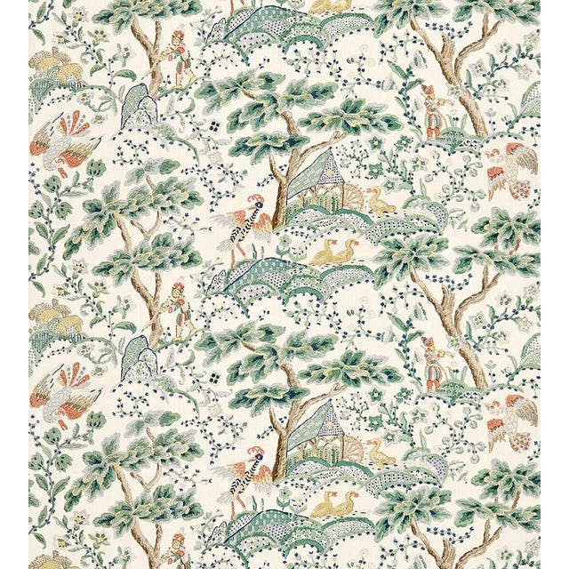 The House of Scalamandré Kelmescott Hand Block Print Fabric, Leaf on Ivory For Sale