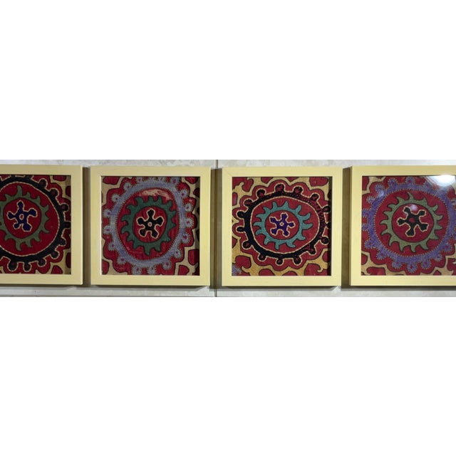Set of Four Antique Suzani Wall Hanging For Sale In Miami - Image 6 of 12
