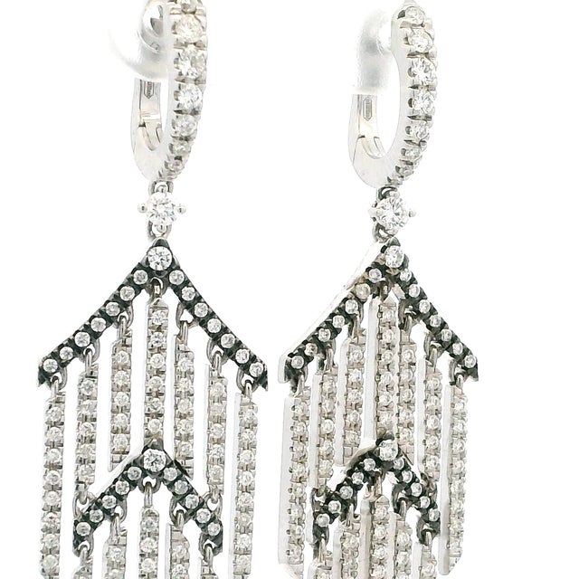 Casato Gioielli Italian 18k White Gold Diamond Art Deco Revival Chandelier Earrings, Pair For Sale - Image 12 of 13