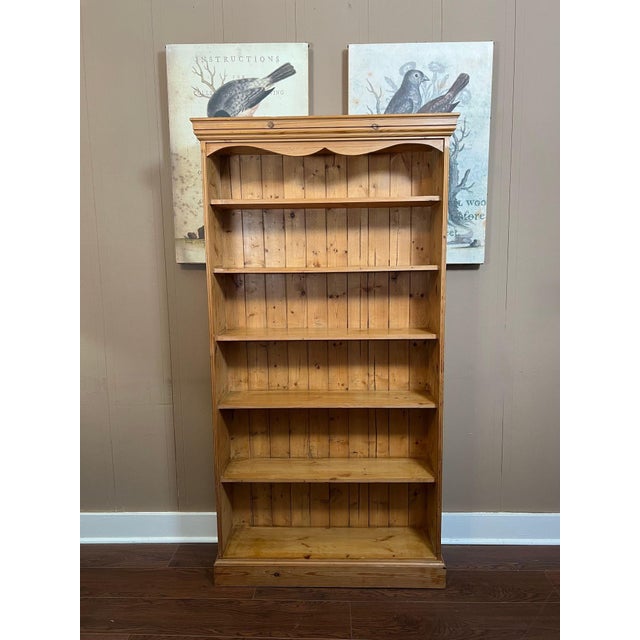 Antique English Country Pine Bookcase Bookshelf Tall Narrow Open Shelf C1900 For Sale - Image 4 of 18