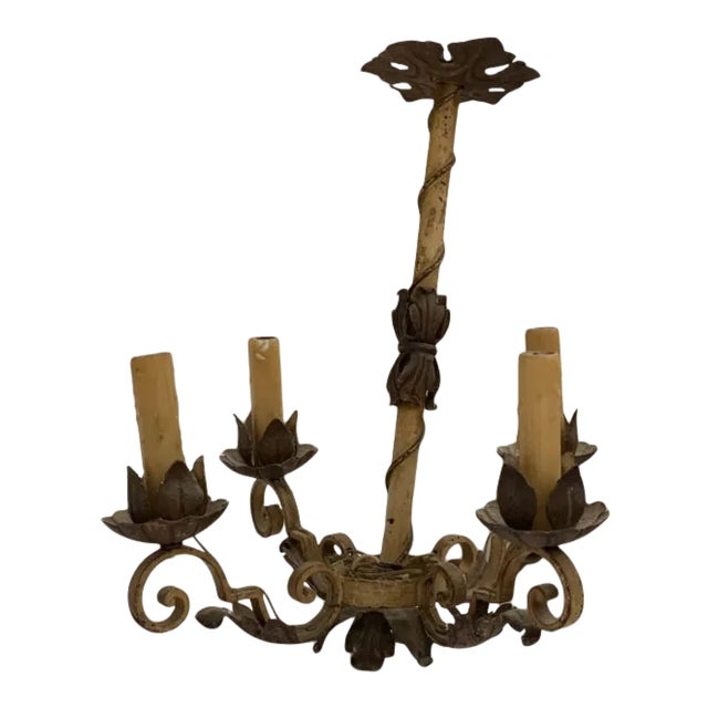Early 20th Century 1-Tiered Mediterranean Candle Chandelier For Sale