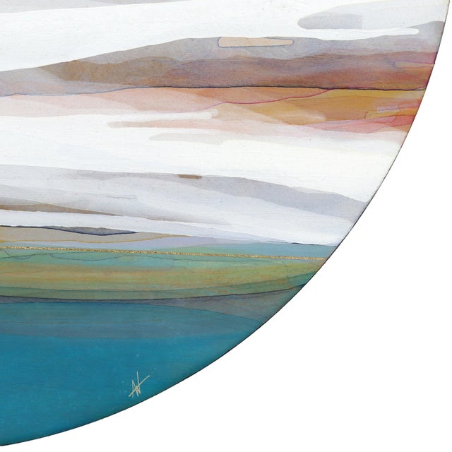 Windswept - Original Serene Abstract Skyscape Acrylic and Gold Leaf Painting For Sale In Los Angeles - Image 6 of 9