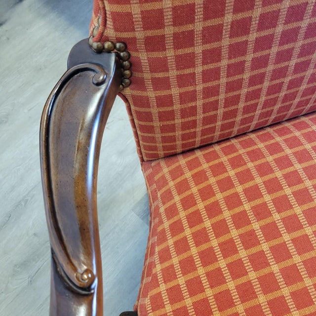 Pair of Vintage Century Furniture French Louis XV Revival Walnut Armchairs With Nailhead Trim For Sale - Image 10 of 15