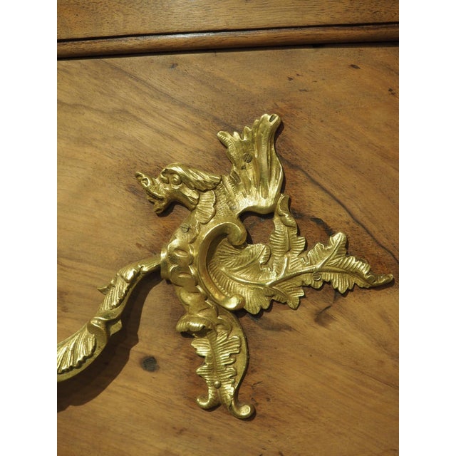 Wood Circa 1750 French Crossbow Front Commode in Lightly Scrubbed Walnut For Sale - Image 7 of 18