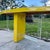 Postmodern Yellow Lacquer Laminate and Lucite Console Table For Sale - Image 4 of 8