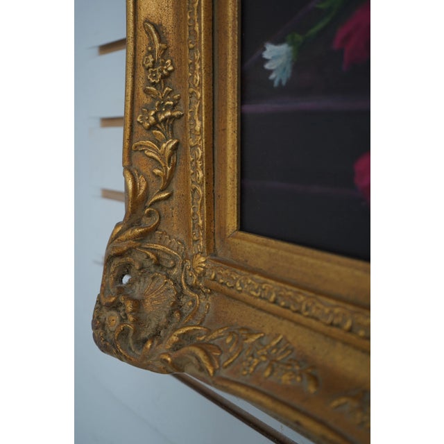 Paint Artist Signed Floral Still Life Oil Painting on Canvas For Sale - Image 7 of 12