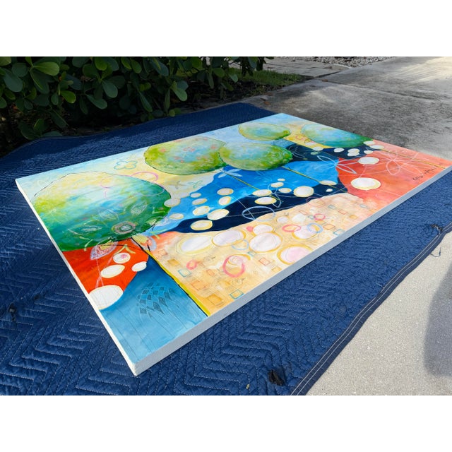 Blue Monumental Abstract Landscape Painting by Kathleen Murphy Willer, “View Out My Studio Window” | 2019 For Sale - Image 8 of 12