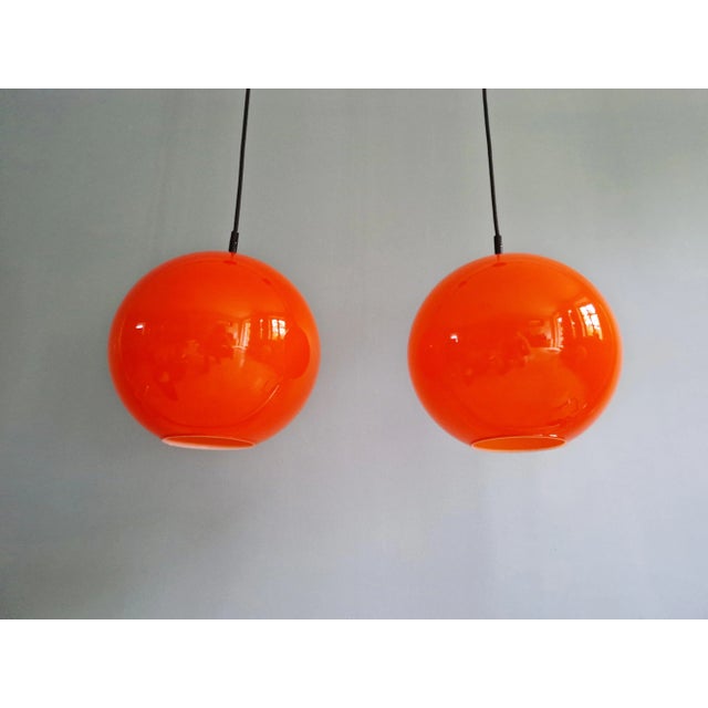 Vintage Orange Opaline Pendant Light from Lita, 1970s For Sale - Image 6 of 16