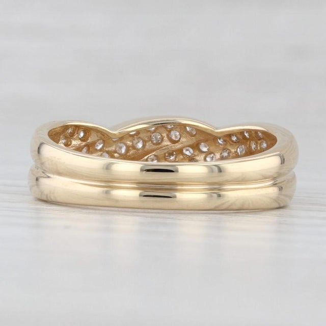 Modern 0.25ctw Woven Diamond Ring 14k Gold Size 8 Stackable Band For Sale - Image 3 of 8