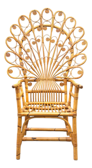 Italian Cane and Bamboo Armchair, 1960s