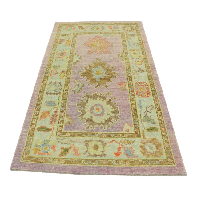 Modern Turkish Oushak Rug 3'2" x 5'5" For Sale