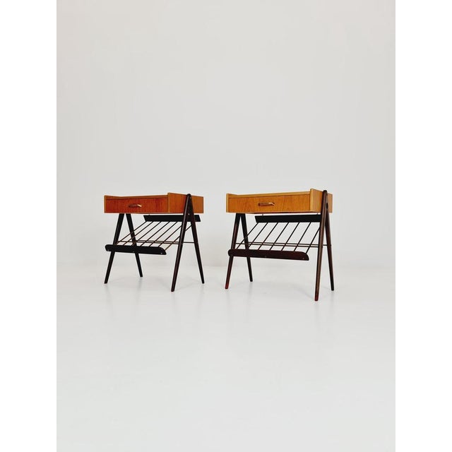 Midcentury Modern Danish Teak and Brass Nightstands, 1960s, Set of 2 For Sale - Image 11 of 11