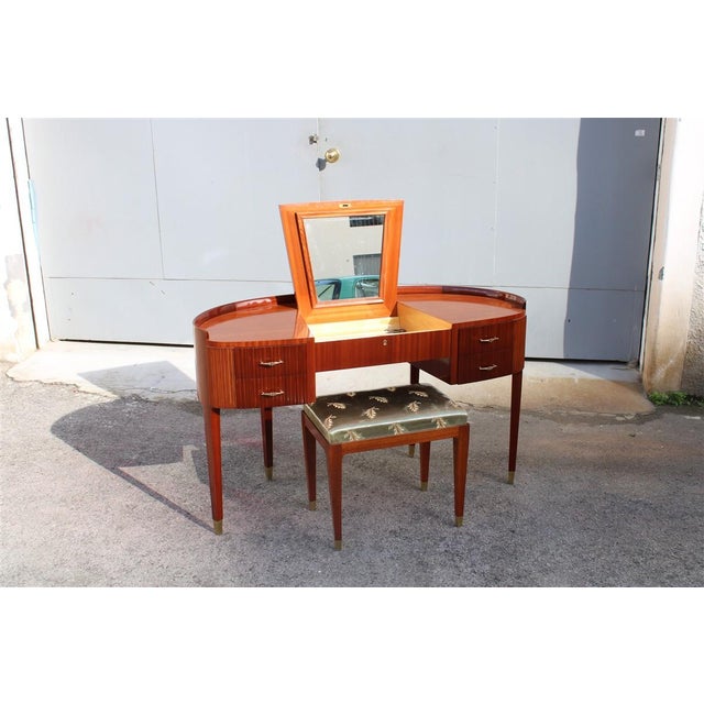 Curved Dressing Table with Stool by Paolo Buffa for Ducrot, 1950s, Set of 2 For Sale - Image 4 of 18