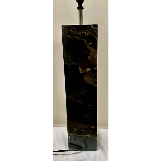 Vintage Black Solid Marble Table Lamp, Attributed to Robert Sonneman For Sale - Image 9 of 12