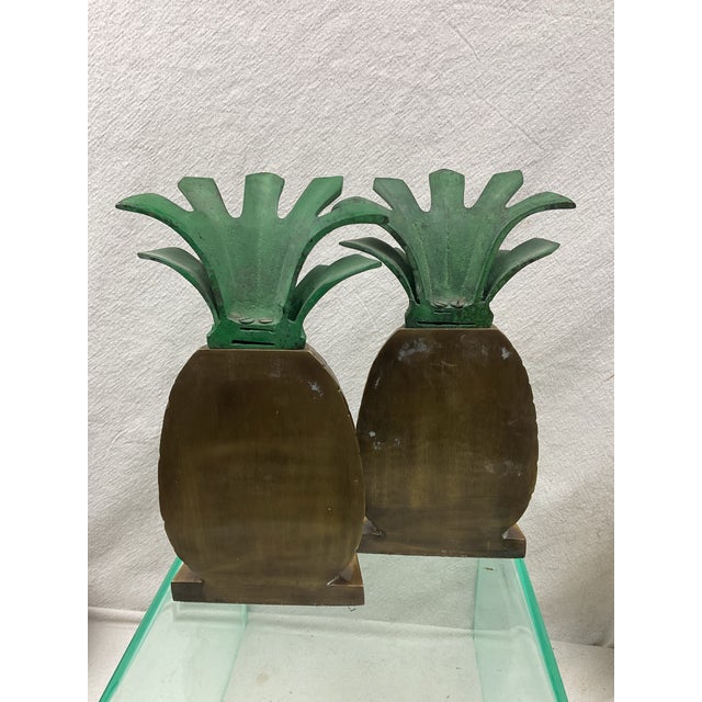 1990s 1990s Pair of Solid Brass Pineapple Book Ends For Sale - Image 5 of 8