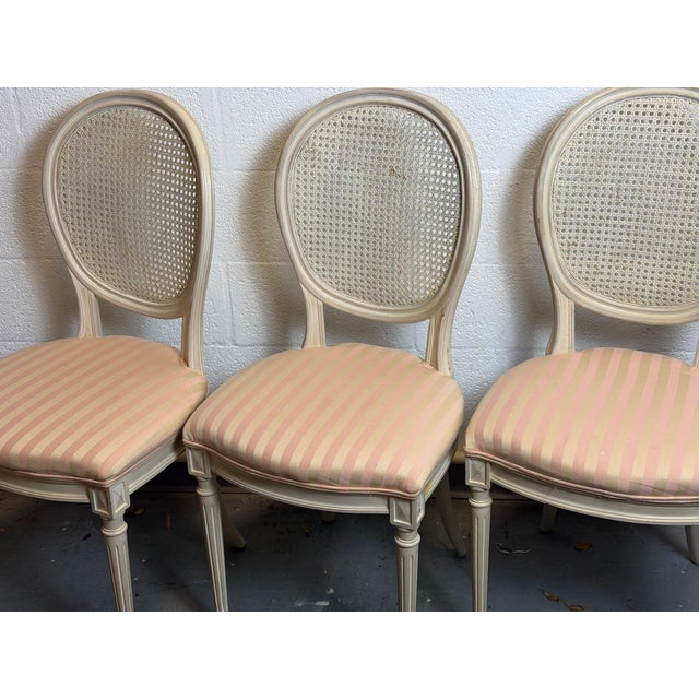 Vintage French Louis XVI Style Oval Cane Back Dining Chairs, Set of 6, C. 1970s For Sale - Image 9 of 17