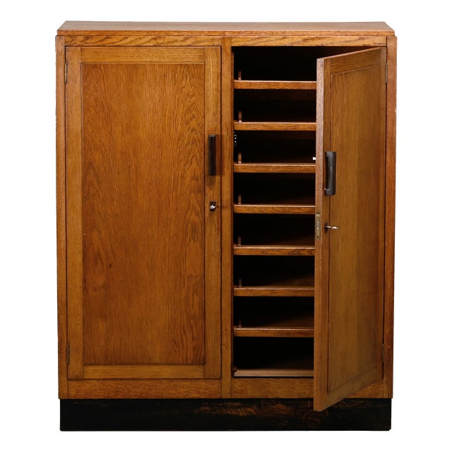 Amsterdam School Modernist Oak Archive Cabinet, 1930s For Sale
