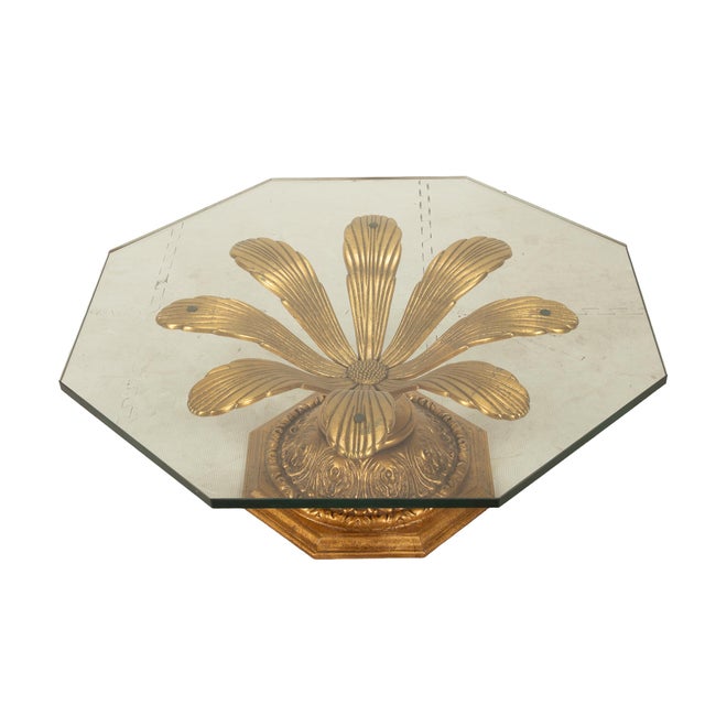 1970s 1970s Hollywood Regency Gilded Metal Flower Petal Coffee Table Mid Century For Sale - Image 5 of 12