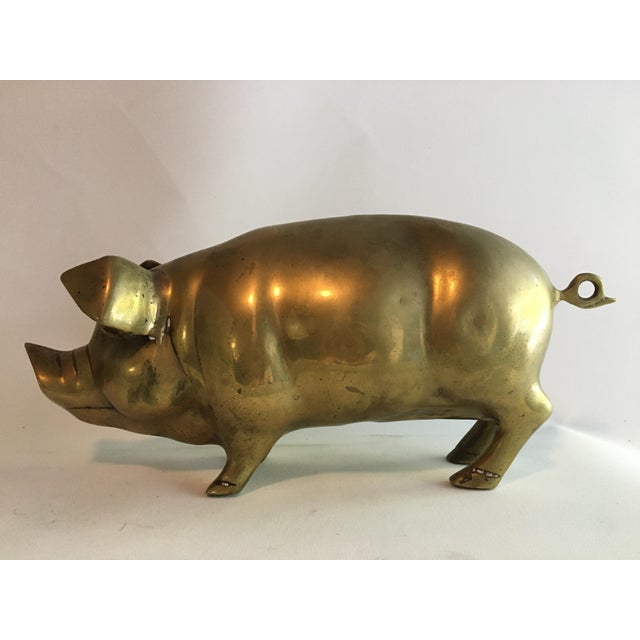 1960s 1960s Brass Pig Coin Bank For Sale - Image 5 of 11