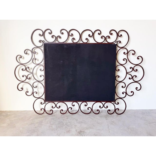 Brown Monumental Ornate Vintage Scrolled Iron Wall Mirror For Sale - Image 8 of 8