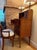 Thomas Sheraton Antique Tennenbaum Flame Mahogany Secretary Desk with Leather Fall Front and Custom Bouclé Chair For Sale - Image 4 of 18