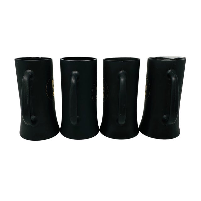 1960s the Playboy Club Matte Black & Gold Glass Beer Steins - Set of 4 For Sale In Tampa - Image 6 of 14