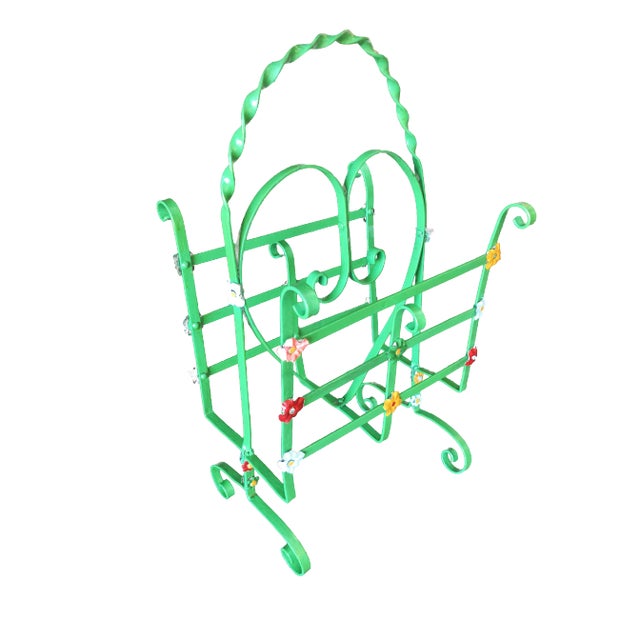 Wrought Iron Heart Floral Accent Magazine Stand For Sale