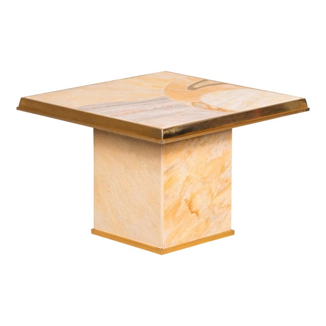 Small Mid Century Porcelain and Brass Table For Sale