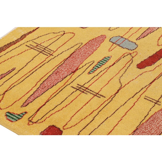 Vintage Zeki Müren Rug in Gold With Geometric Patterns, From Rug & Kilim For Sale In New York - Image 6 of 7