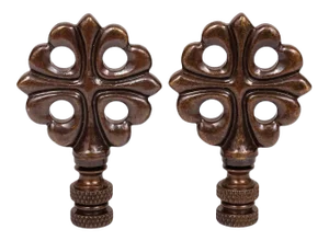 Antiqued Brass Lamp Finials - a Pair