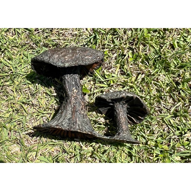 Brown Vintage Copper Sculpture of Mushrooms For Sale - Image 8 of 12
