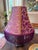 Victorian Vintage Purple Velvet Leaf Lamp Shade With Gold Trim & Purple Chainette Fringe For Sale - Image 3 of 5