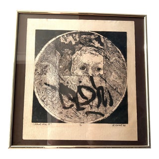 Vintage Mid Century Modern 1966 “Ritual Disc Iv” Signed Art by R. Dorset For Sale