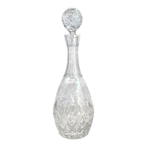 Vintage Rogaska Gallia Crystal Decanter Faceted Etched Floral Pattern