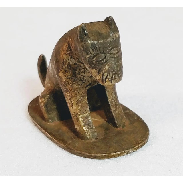 Vintage Chinese Bronze Dog Fox Scroll Weight, primitive early figurine of a stylized dog or fox perhaps. It has some age...